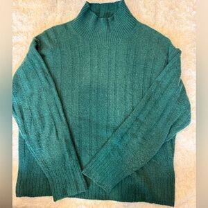 J.Crew Mockneck Ribbed Sweater — Green, Size Medium
